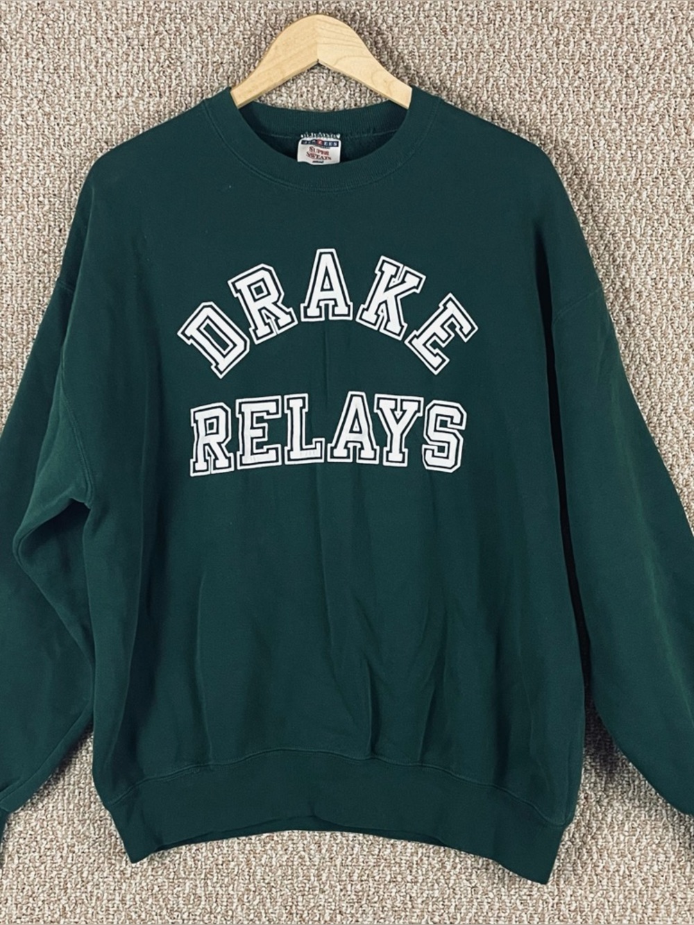 Vintage 90s Drake University Sweatshirt Mens Size XL Green Bulldogs Relays 92